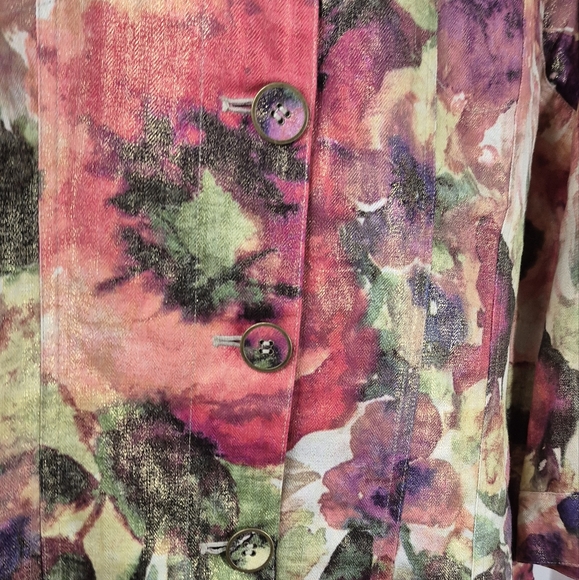 Chico's Floral Watercolor Atalia Shimmer Jacket Size 2 (Chico's 2)/L NWOT *Mint - Picture 10 of 12
